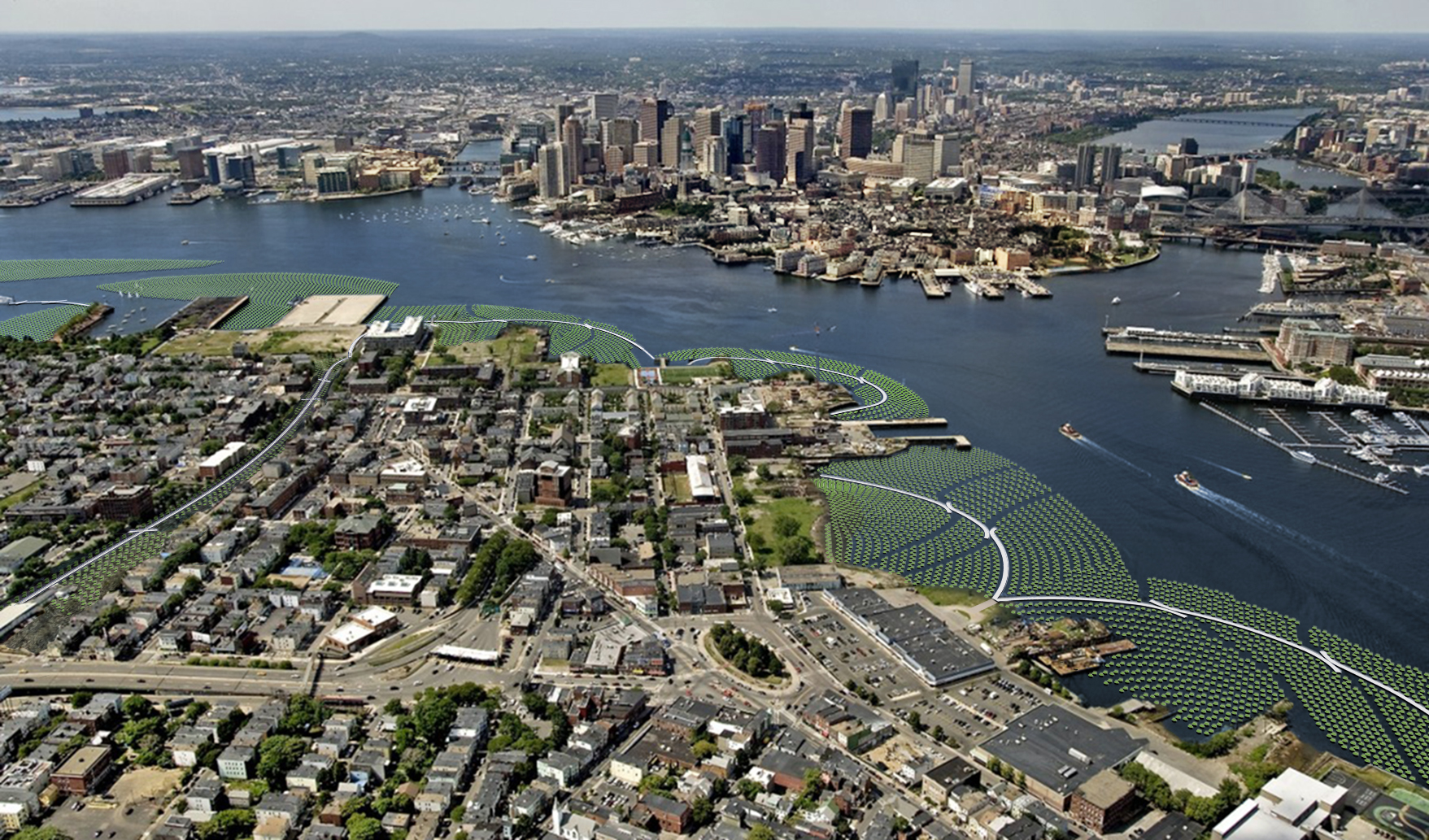 aerial view of city on the coast