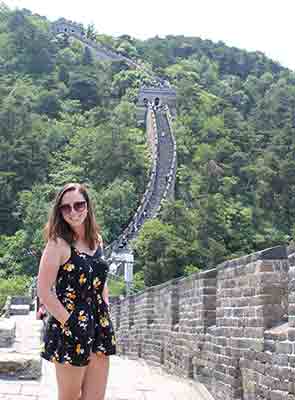 student at the Great Wall of China