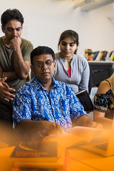 students in class at table