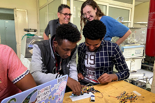 students working in lab in Ethiopia
