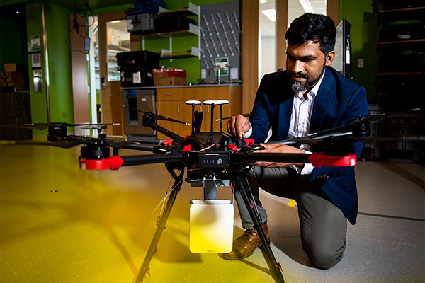 Prof. Chowdhury with drone