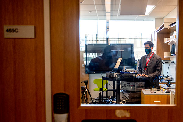 professor Josep Jornet in electrical engineering lab