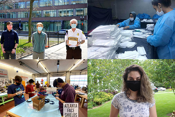collage of students helping during COVID pandemic