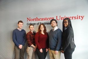 Civil engineering students pose for a photo as part of an article on their project redesigning Wrentham Town Center.